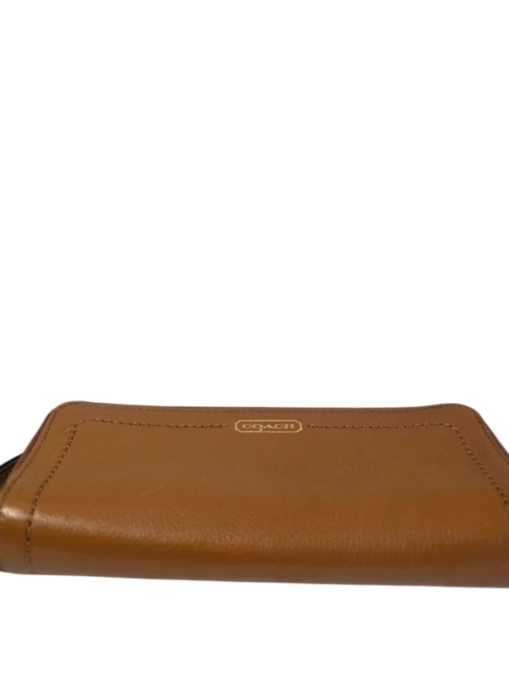 Coach Cognac Leather Double Zip Wallet Wristlet Large Organizer Clutch - Picture 9 of 15